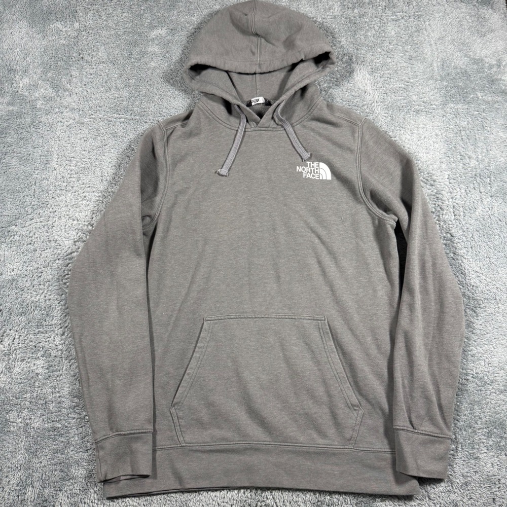 The‎ North Face Mens Red Box Logo Hoodie Grey Pullover Sweatshirt Large